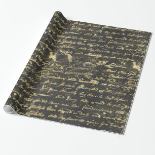 Zwart-achtergrondzwart, oud Gold-handschrift Cadeaupapier