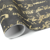 Zwart-achtergrondzwart, oud Gold-handschrift Cadeaupapier (Rol Hoek)