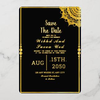Zwart Acryl Bruiloft Luxe Save the Date Folie Uitnodiging