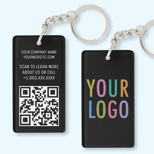 Zwart Acryl QR Code Sleutelhanger Custom Logo Bran