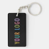 Zwart Acryl QR Code Sleutelhanger met Logo Rechtho (achterkant)