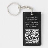 Zwart Acryl QR Code Sleutelhanger met Logo Rechtho (Voorkant)