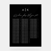 Zwart acryl zitschema bord (Voorkant)