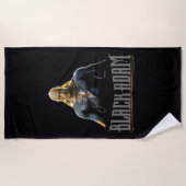 Zwart Adam-teken en naam grafisch Strandlaken (Voorkant)