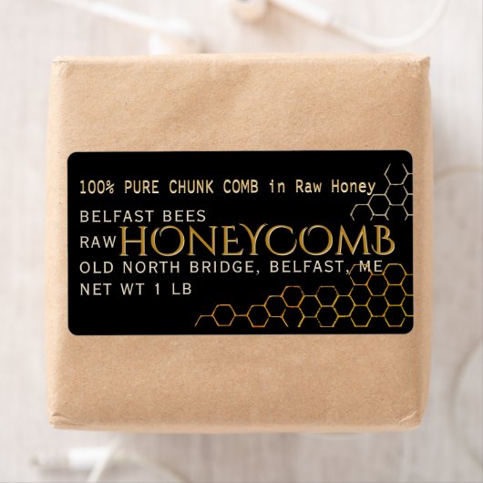 Zwart adres Verzameld Honeycomb Label (Insitu)