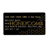 Zwart adres Verzameld Honeycomb Label (Voorkant)