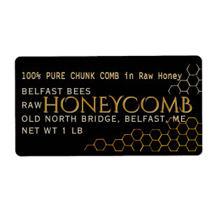 Zwart adres Verzameld Honeycomb Label