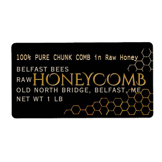 Zwart adres Verzameld Honeycomb Label (Voorkant)