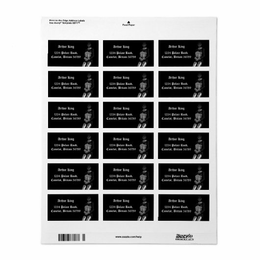 Zwart  adreslabel etiket (Full Sheet)