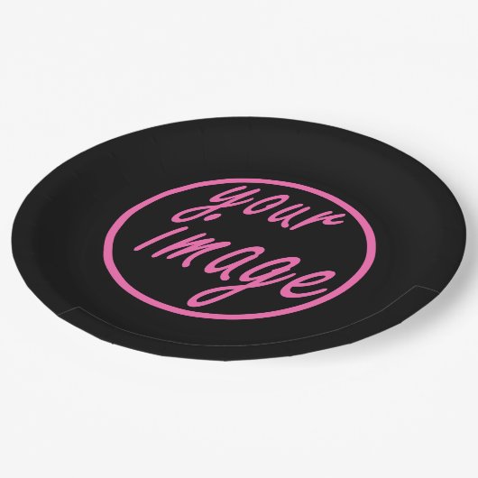 Zwart  Afbeelding Fotosjabloon Papieren Bordje (Gekanteld)