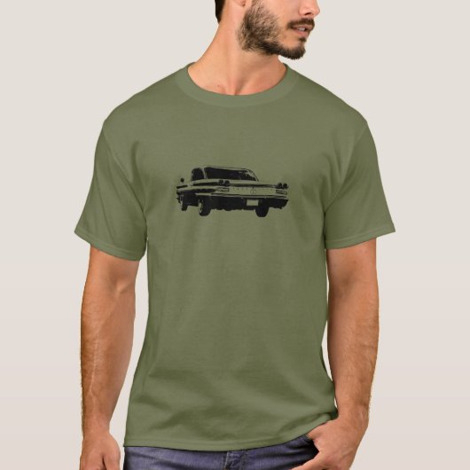 Zwart afbeelding van 1960 Pontiac coupe T-shirt (Voorkant)