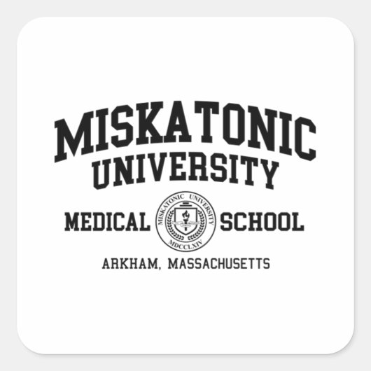 Zwart afdrukken van Miskatonic University Vierkante Sticker (Voorkant)