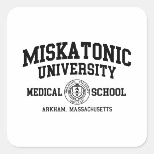 Zwart afdrukken van Miskatonic University Vierkante Sticker