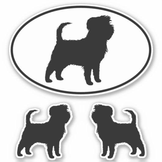 Zwart Affenpinscher Hondensilhouet Vinyl Stickers (Voorkant)