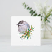 Zwart afgedekte Chickadee Watercolor Feestdagenkaart (Staand voorkant)