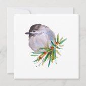 Zwart afgedekte Chickadee Watercolor Feestdagenkaart (Voorkant)