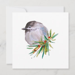 Zwart afgedekte Chickadee Watercolor Feestdagenkaart