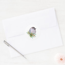 Zwart afgedekte Chickadee Watercolor Ronde Sticker