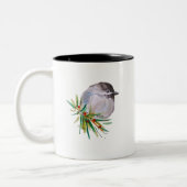 Zwart afgedekte Chickadee Watercolor Tweekleurige Koffiemok (Links)