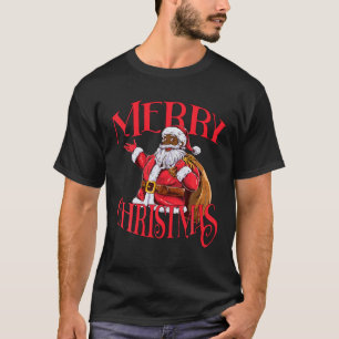 Zwart Afrikaans Amerikaans Sinterklaas Kerstmis T- T-shirt