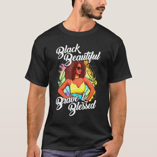 Zwart-Afrikaans-Amerikaanse Ebony Beauful Queen Re T-shirt (Voorkant)