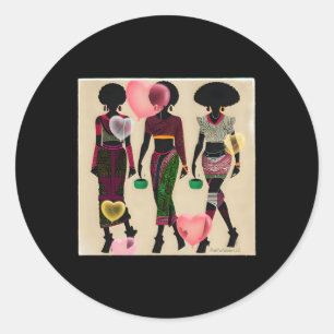 Zwart Afrikaans-Amerikaanse Liefde Hij Panfurware  Ronde Sticker