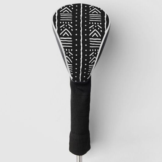 Zwart Afrikaans Bogolan Golf Driver Hoes Golfheadcover (Voorkant)