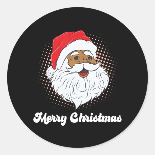Zwart Afrikaans Kerstman Vrolijk Kerstfeest Kerstm Ronde Sticker (Voorkant)