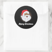 Zwart Afrikaans Kerstman Vrolijk Kerstfeest Kerstm Ronde Sticker (Tas)
