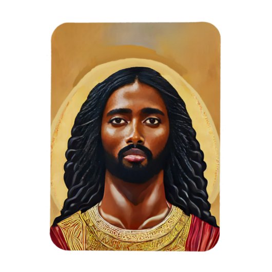 Zwart-Afrikaans Man Jezus Christus portret Kunst Magneet (Verticaal)