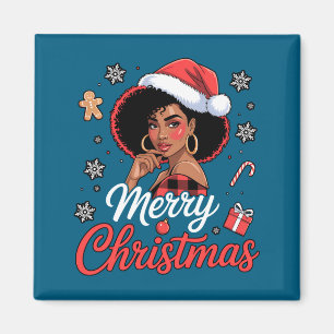Zwart Afrikaans meisje Amerikaans Kerstmis Kerstma Magneet