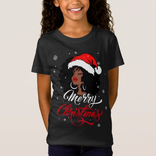 Zwart-Afrikaans meisje met Kerstmis Melani T-shirt (Voorkant)