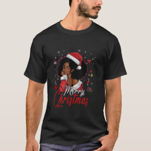 Zwart Afrikaans Santa Hat Afrikaans Amerikaans Mer T-shirt
