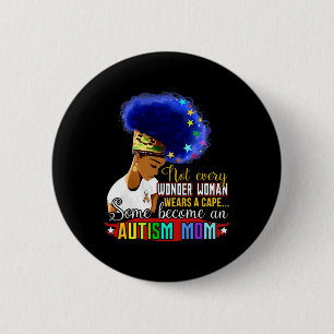 Zwart Afro Amerikaans Autisme Bewustzijn Moeder Re Ronde Button 5,7 Cm