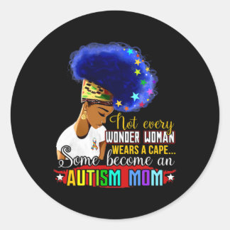 Zwart Afro Amerikaans Autisme Bewustzijn Moeder Re Ronde Sticker