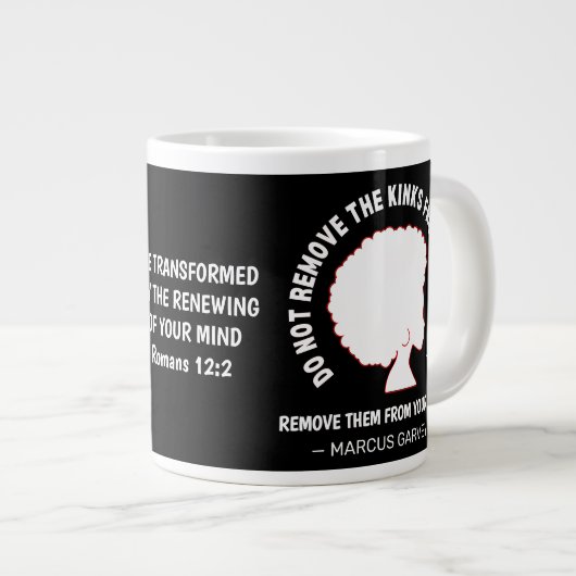 ZWART AFRO HAAR Inspirerend Marcus Garvey Quote Grote Koffiekop (Voorkant rechts)