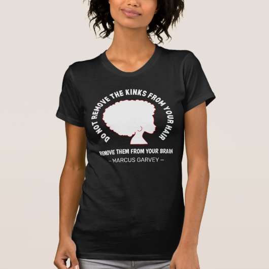 ZWART AFRO HAAR Inspirerend Marcus Garvey Quote T-shirt (Voorkant)