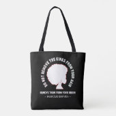 ZWART AFRO HAAR Inspirerend Marcus Garvey Quote Tote Bag (Achterkant)