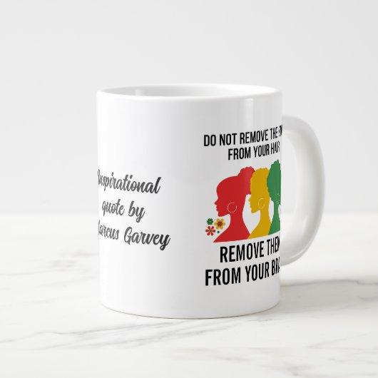 ZWART AFRO HAAR Inspirerend Quote Grote Koffiekop (Voorkant rechts)
