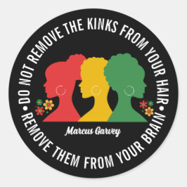 ZWART AFRO HAAR Inspirerend Quote Ronde Sticker