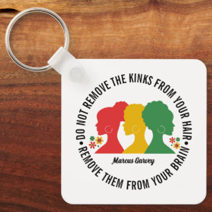 ZWART AFRO HAAR Inspirerende Spreuk Sleutelhanger