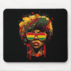 Zwart Afro Queen Melanine Dripping Afrikaanse Vrou Muismat