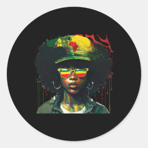 Zwart Afro Queen Melanine Dripping Afrikaanse Vrou Ronde Sticker