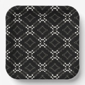 Zwart Afrocentrisch Patroon Papieren Bordje (Voorkant)