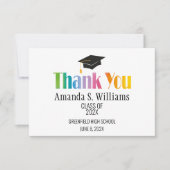 Zwart Afstudeerder Pet Afstuderen Dank u Bedankkaart (Voorkant)