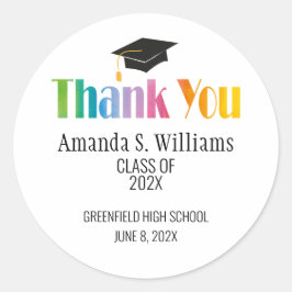 Zwart Afstudeerder Pet Afstuderen Dank u Ronde Sticker