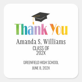 Zwart Afstudeerder Pet Afstuderen Dank u Vierkante Sticker