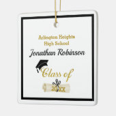 Zwart Afstudeerder Pet en Diploma keramisch Orname Ornament (Links)