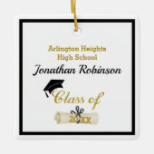 Zwart Afstudeerder Pet en Diploma keramisch Orname Ornament (Voorkant)