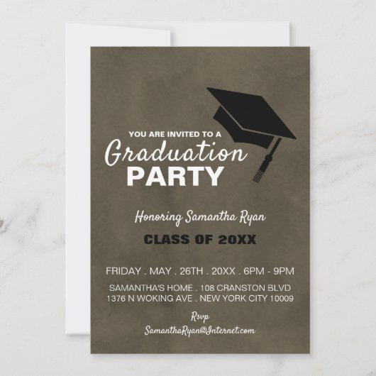 Zwart Afstudeerder Pet, Graduation Party Invitatio Aankondiging (Voorkant)